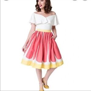 NWT Collectif Jasmine Pink Grapefruit Swing Skirt